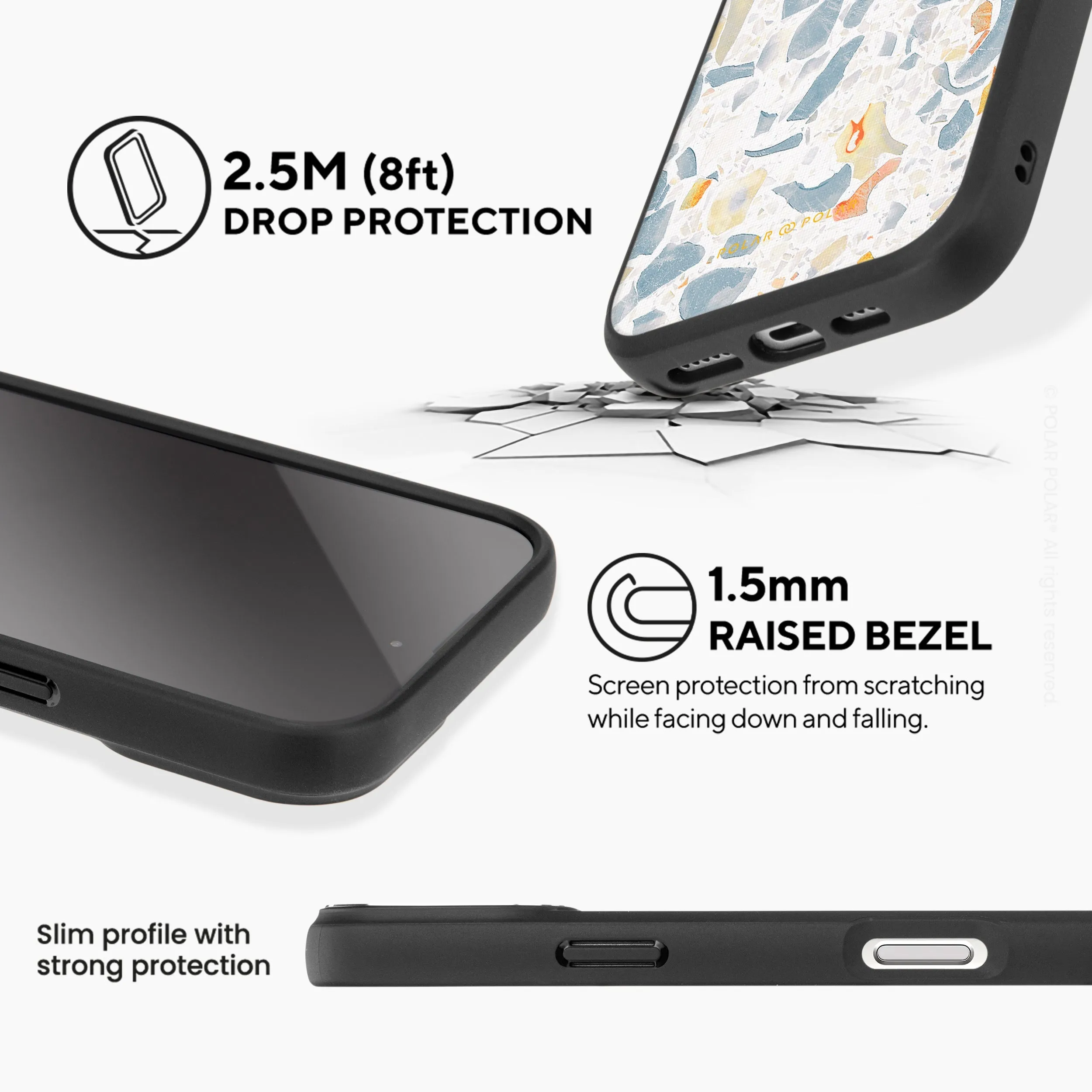 Terrazzo Grey - iPhone 16 Pro Frosted Black Bumper MagSafe Case