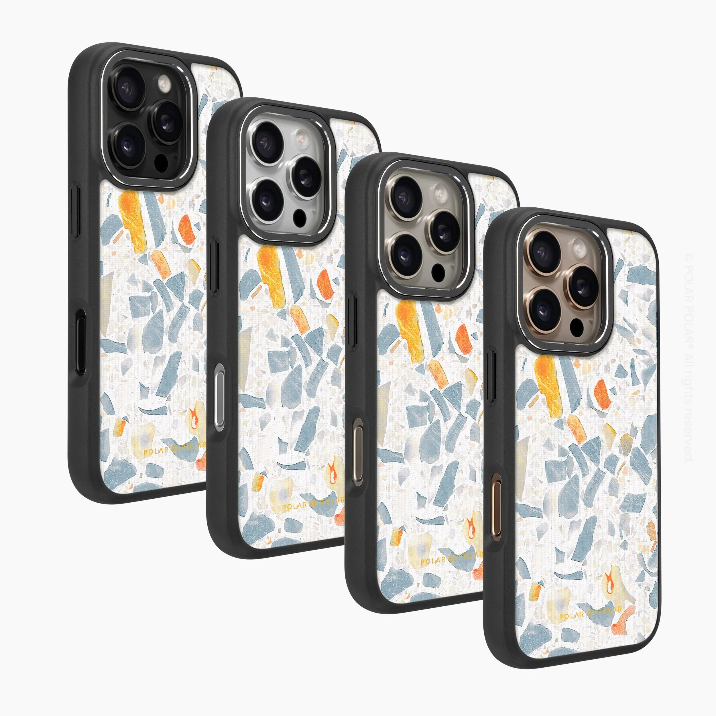 Terrazzo Grey - iPhone 16 Pro Frosted Black Bumper MagSafe Case