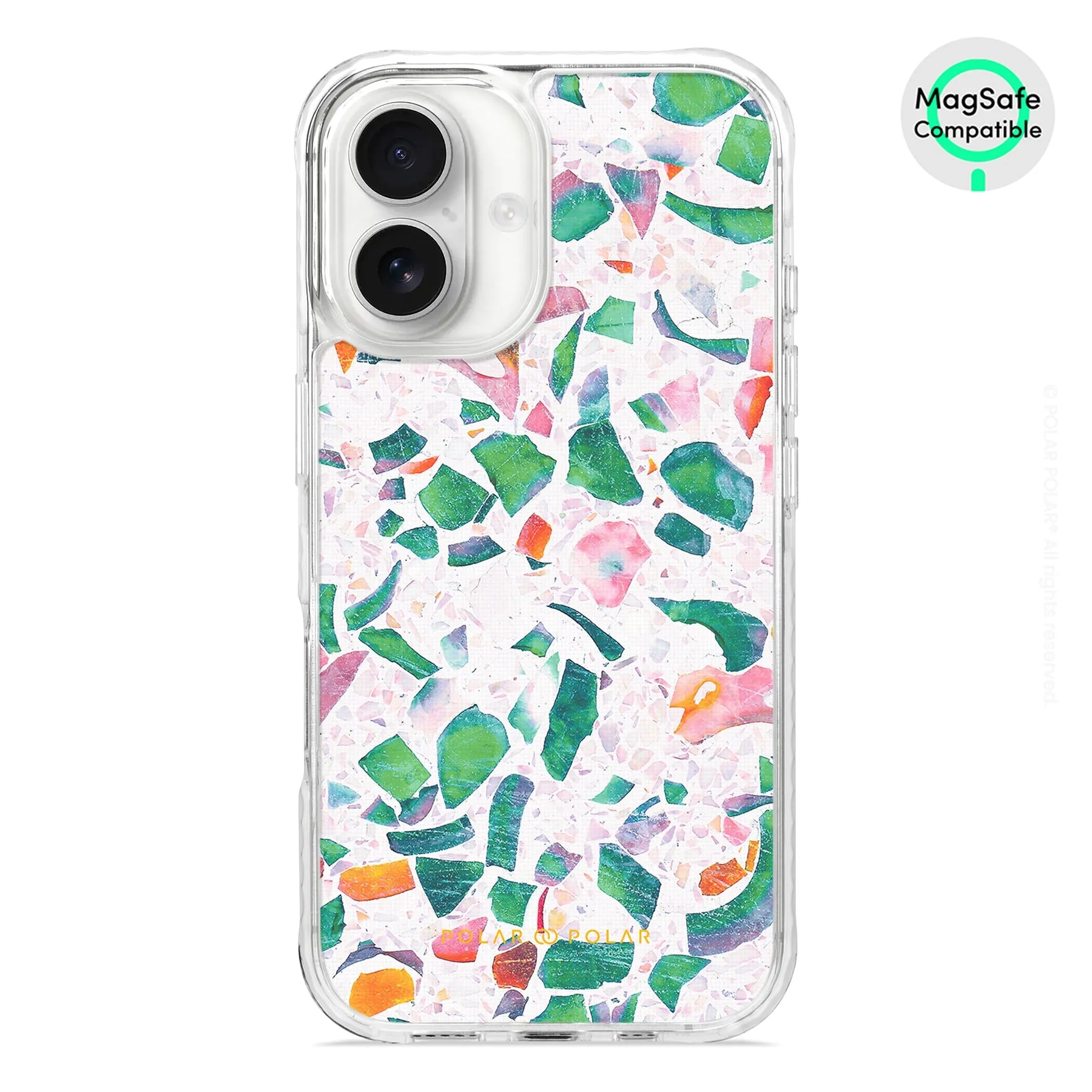 Terrazzo Lake Blue - iPhone 16 Clear Bumper MagSafe Case