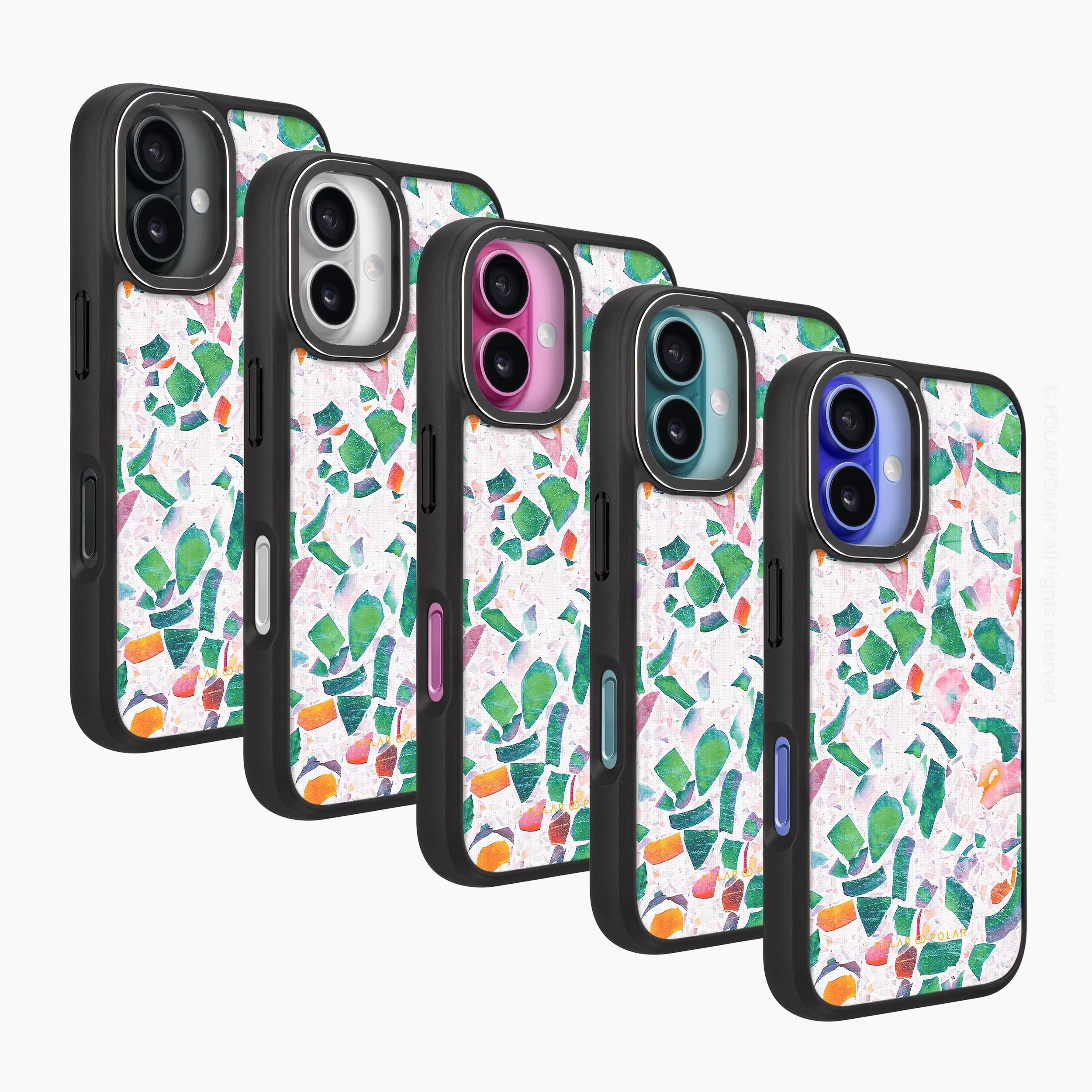 Terrazzo Lake Blue - iPhone 16 Frosted Black Bumper MagSafe Case