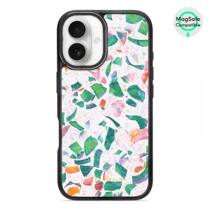 Terrazzo Lake Blue - iPhone 16 Frosted Black Bumper MagSafe Case
