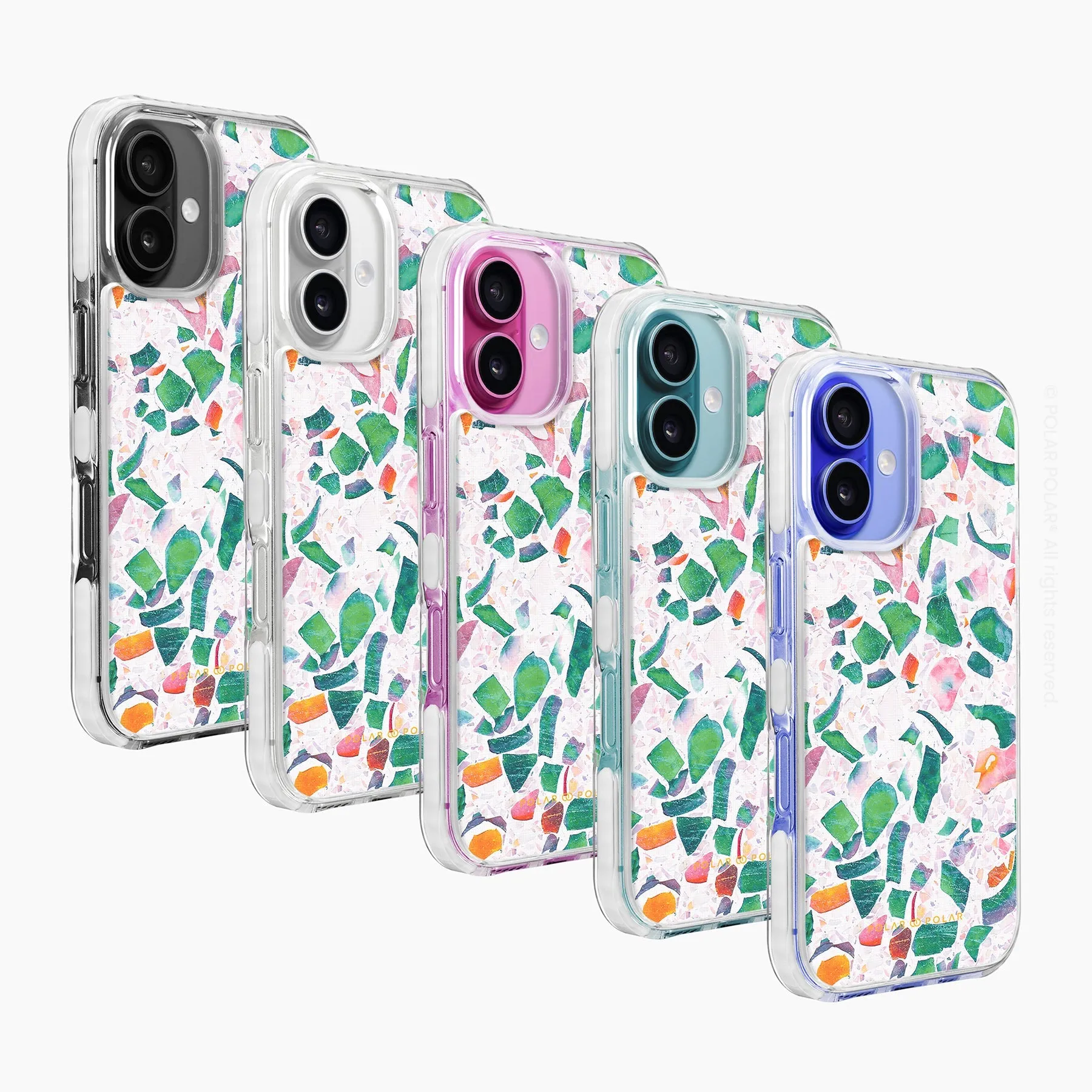 Terrazzo Lake Blue - iPhone 16 Plus Clear Bumper MagSafe Case