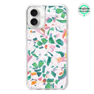 Terrazzo Lake Blue - iPhone 16 Plus Clear Bumper MagSafe Case