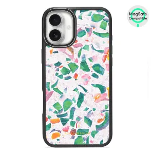 Terrazzo Lake Blue - iPhone 16 Plus Frosted Black Bumper MagSafe Case