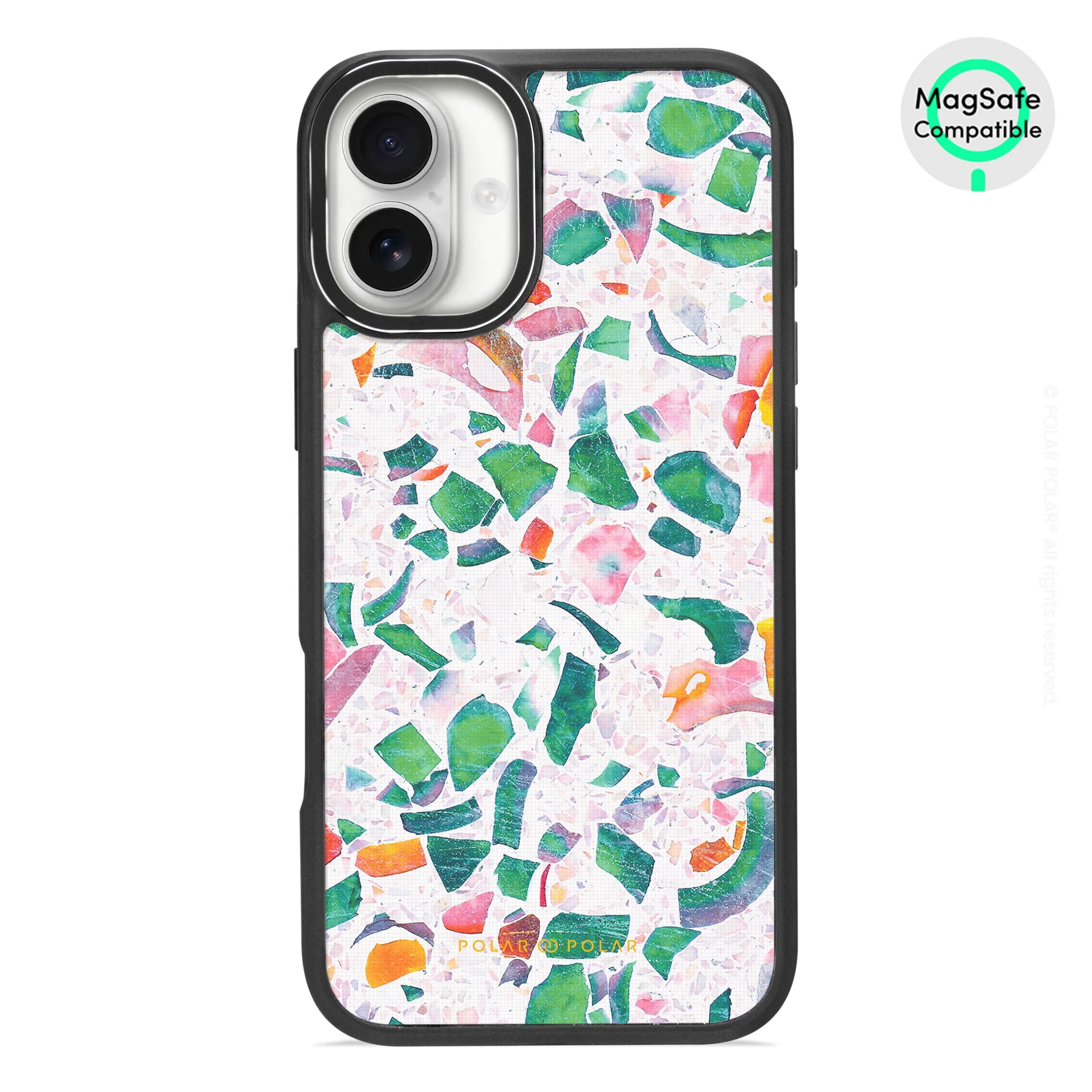Terrazzo Lake Blue - iPhone 16 Plus Frosted Black Bumper MagSafe Case