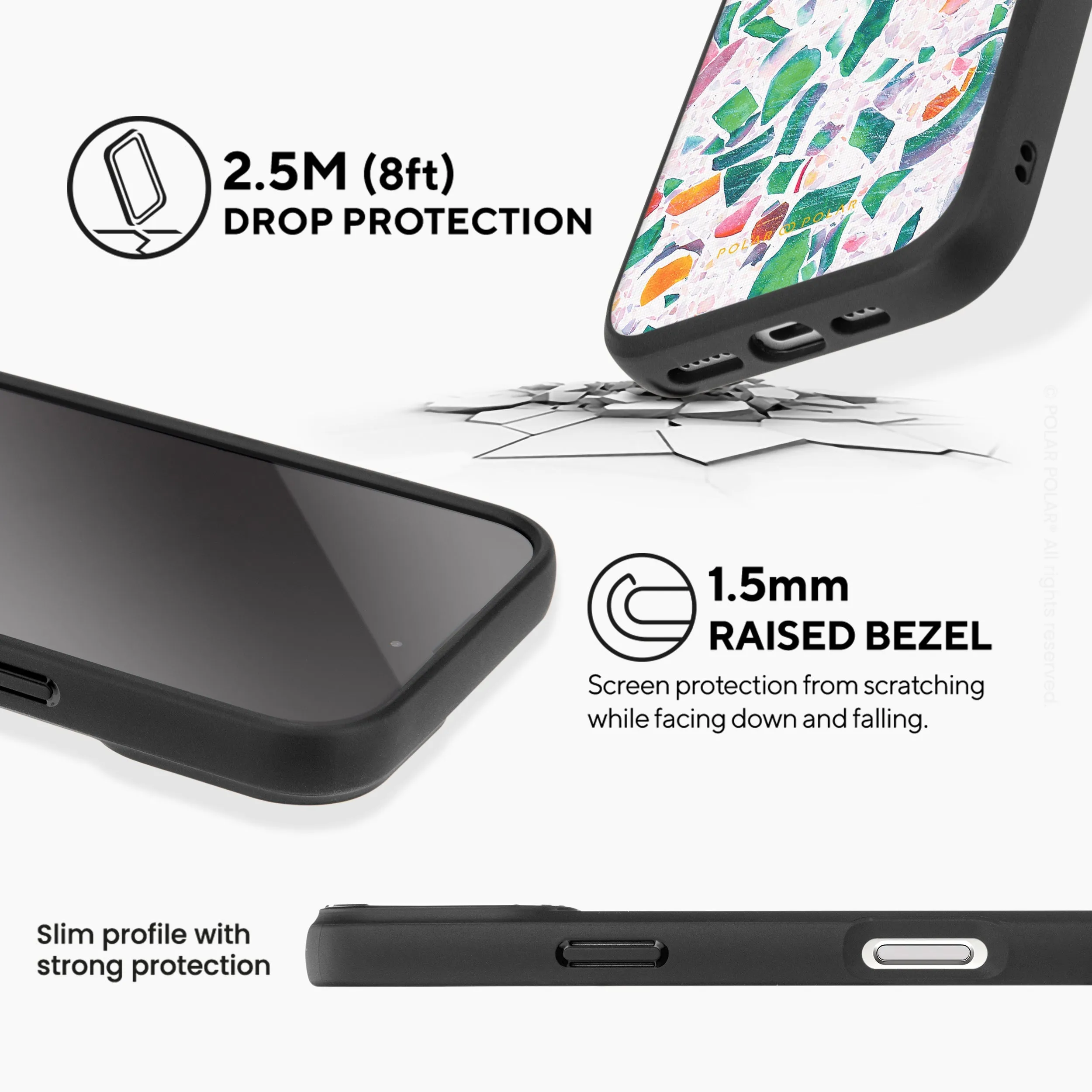 Terrazzo Lake Blue - iPhone 16 Pro Frosted Black Bumper MagSafe Case