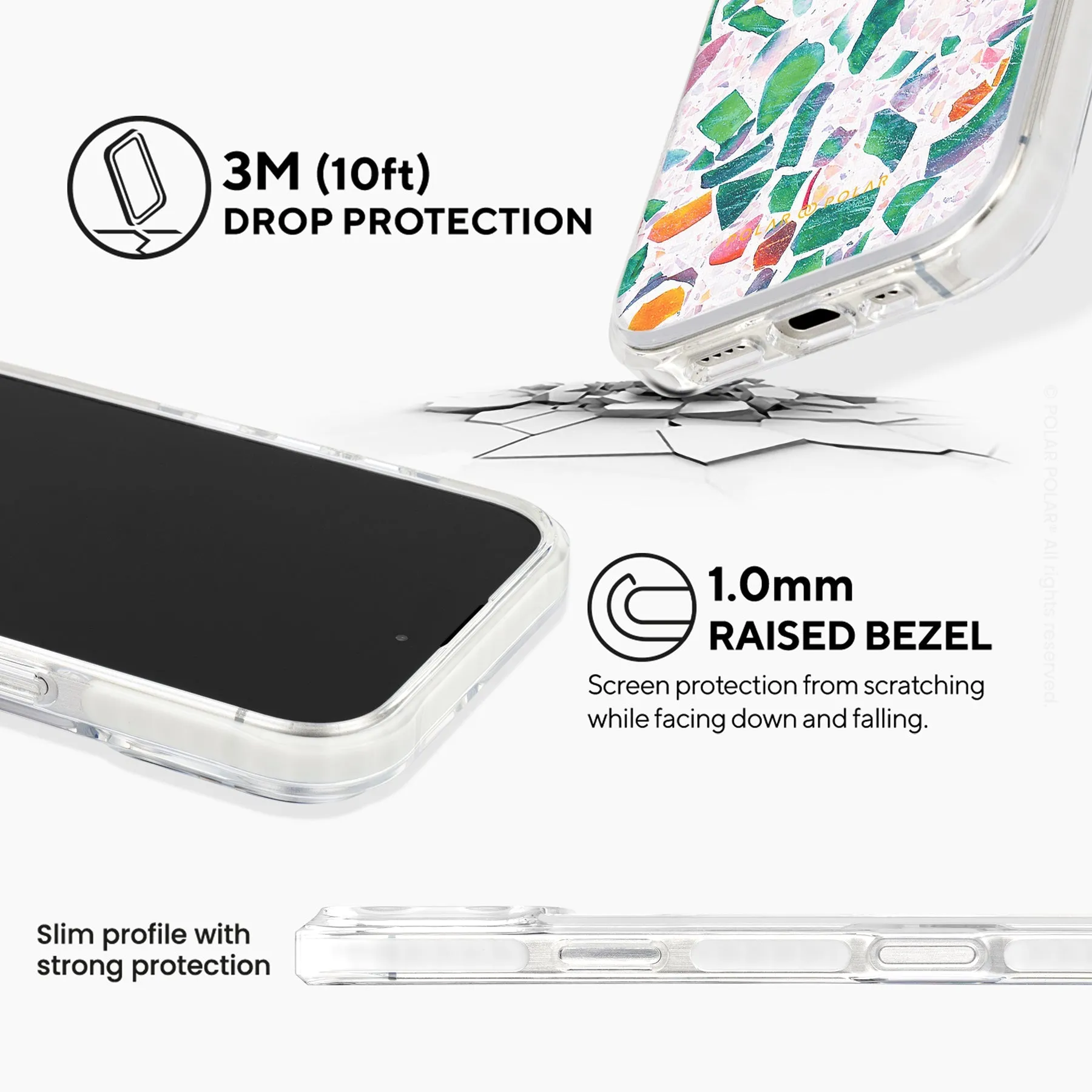 Terrazzo Lake Blue - iPhone 16 Pro Max Clear Bumper MagSafe Case