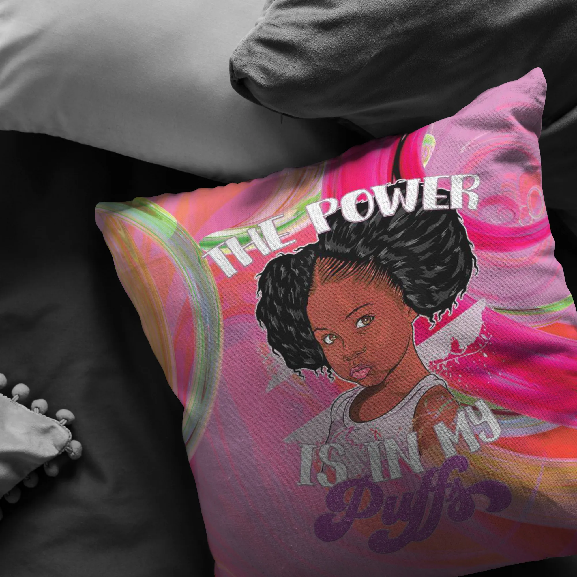 The Power is in your Puff Pillow (Pink)