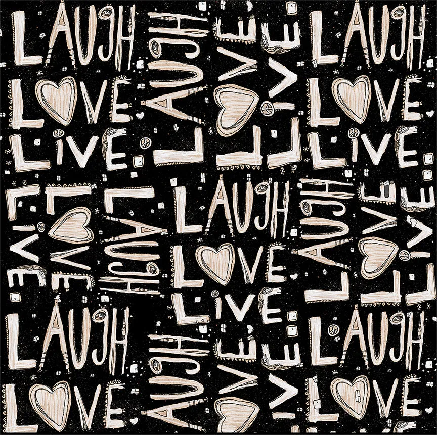 Throw Pillow Black 'Laugh. Love. Live'