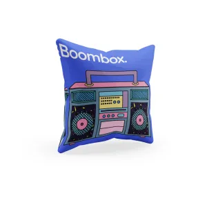 Throw Pillow Cover With Blue Pop Art Boombox Design For Dorm Room, Playroom Decor or Girls Bedroom Decor