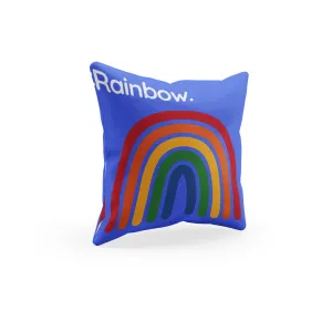 Throw Pillow Cover With Blue Pop Art Rainbow Design For Playroom Decor or Girls Room Decor