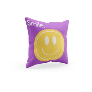 Throw Pillow Cover With Purple Pop Art Smiley Face Design For Playroom Decor or Girls Room Decor