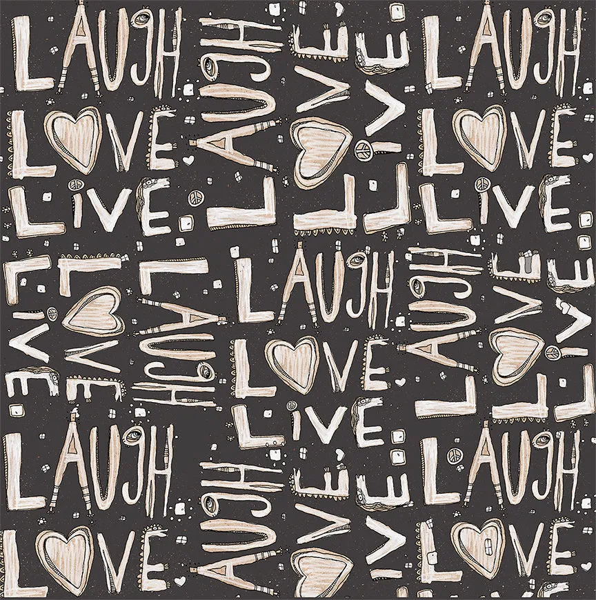 Throw Pillow Dark Grey 'Laugh. Love. Live'