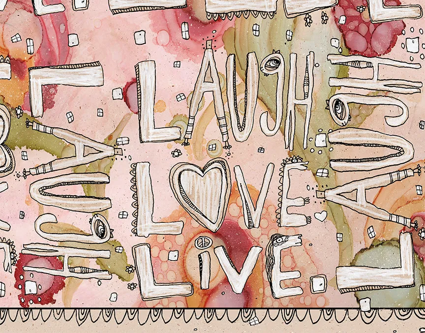 Throw Pillow Floral 'Laugh. Love. Live'