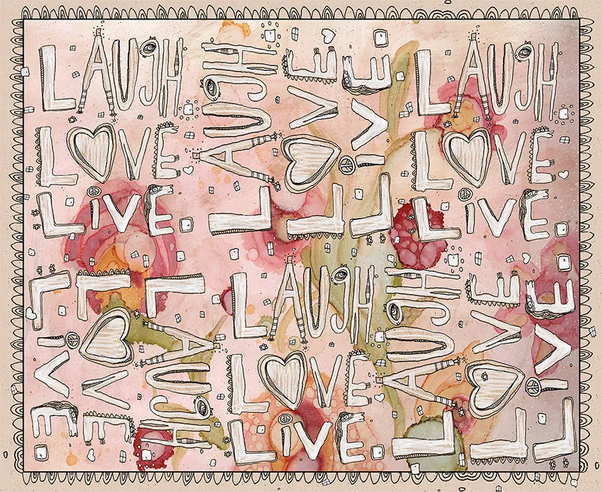 Throw Pillow Floral 'Laugh. Love. Live'