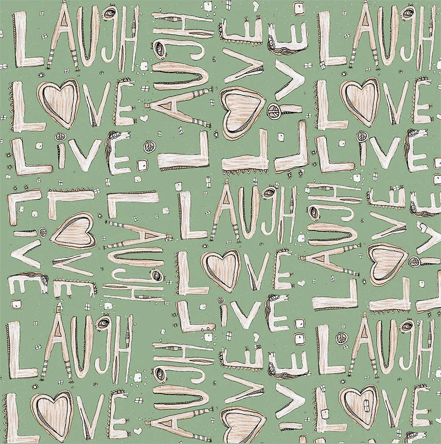 Throw Pillow Green 'Laugh. Love. Live'