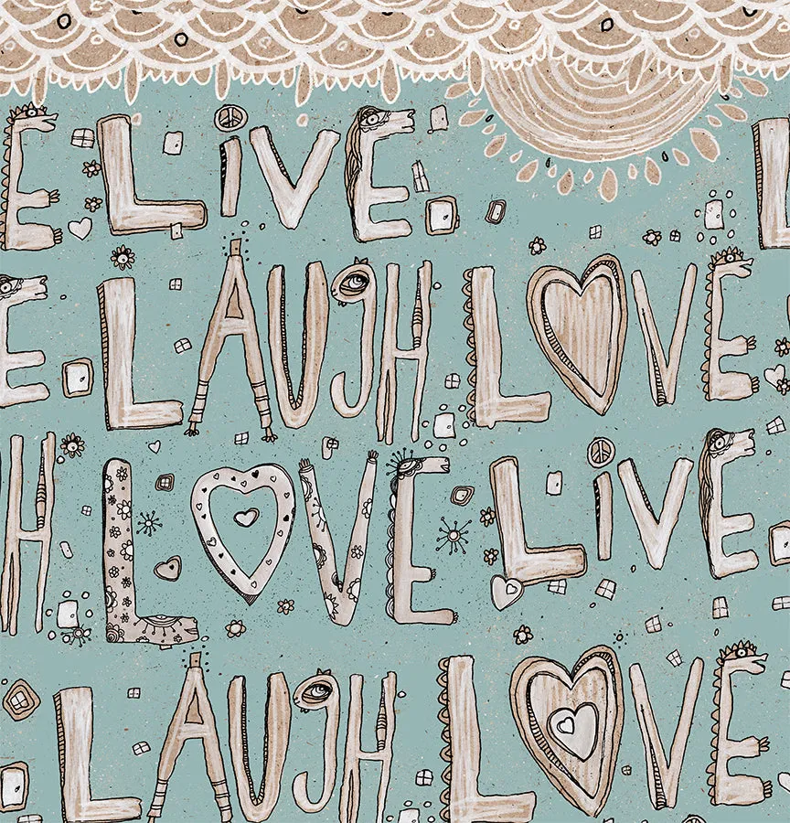 Throw Pillow Happy Blue 'Laugh. Love. Live'