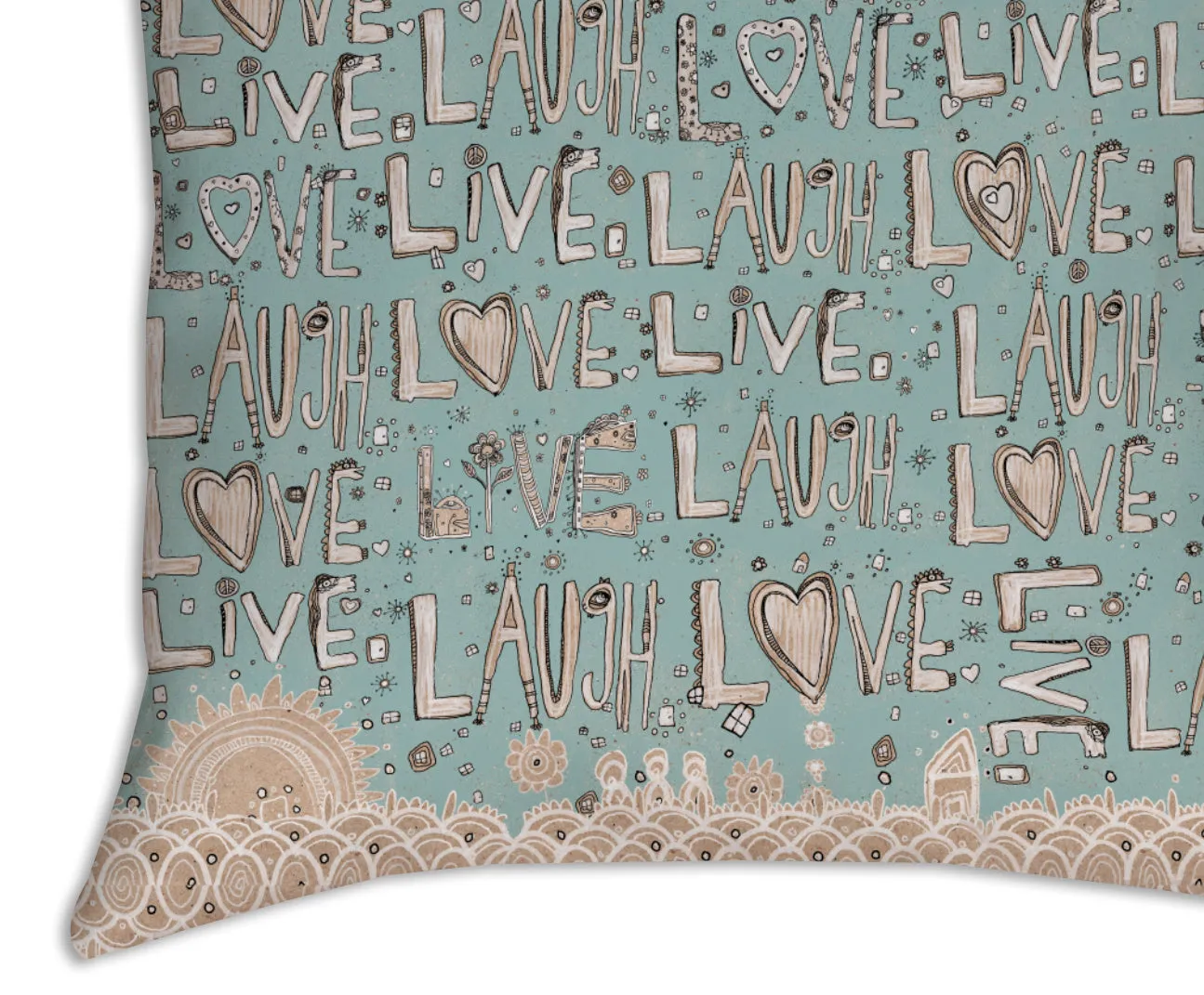 Throw Pillow Happy Blue 'Laugh. Love. Live'