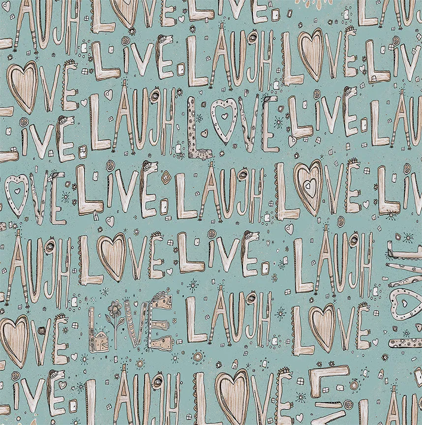 Throw Pillow Happy Blue 'Laugh. Love. Live'