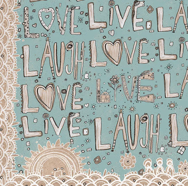 Throw Pillow Happy Blue 'Laugh. Love. Live'