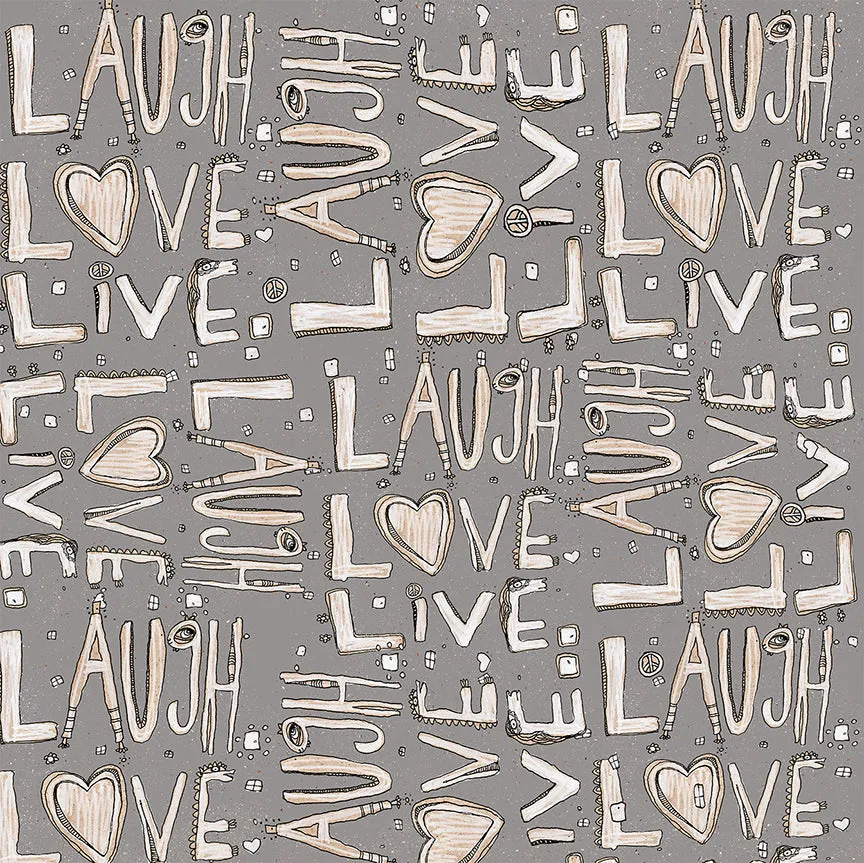 Throw Pillow Light Grey 'Laugh. Love. Live'