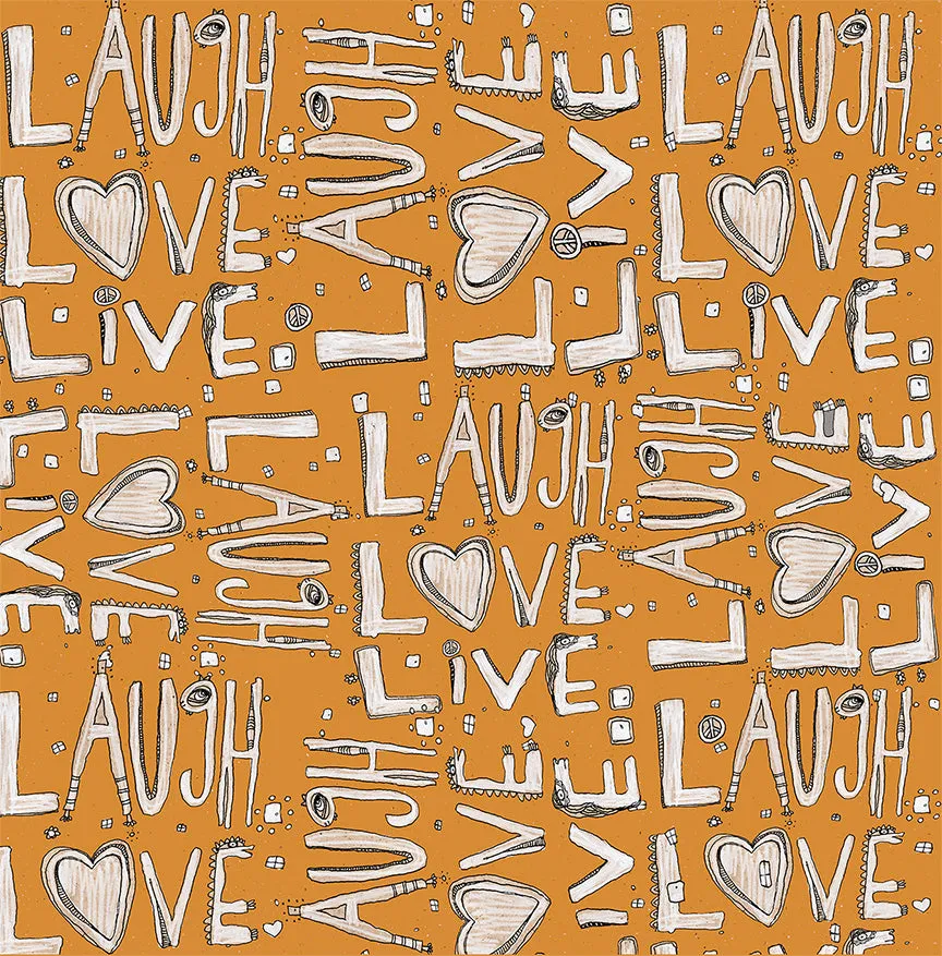 Throw Pillow Orange 'Laugh. Love. Live'
