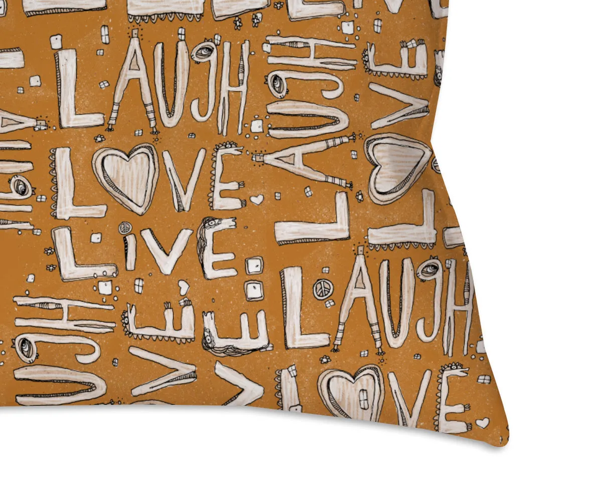 Throw Pillow Orange 'Laugh. Love. Live'