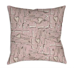 Throw Pillow Pink 'Laugh. Love. Live'