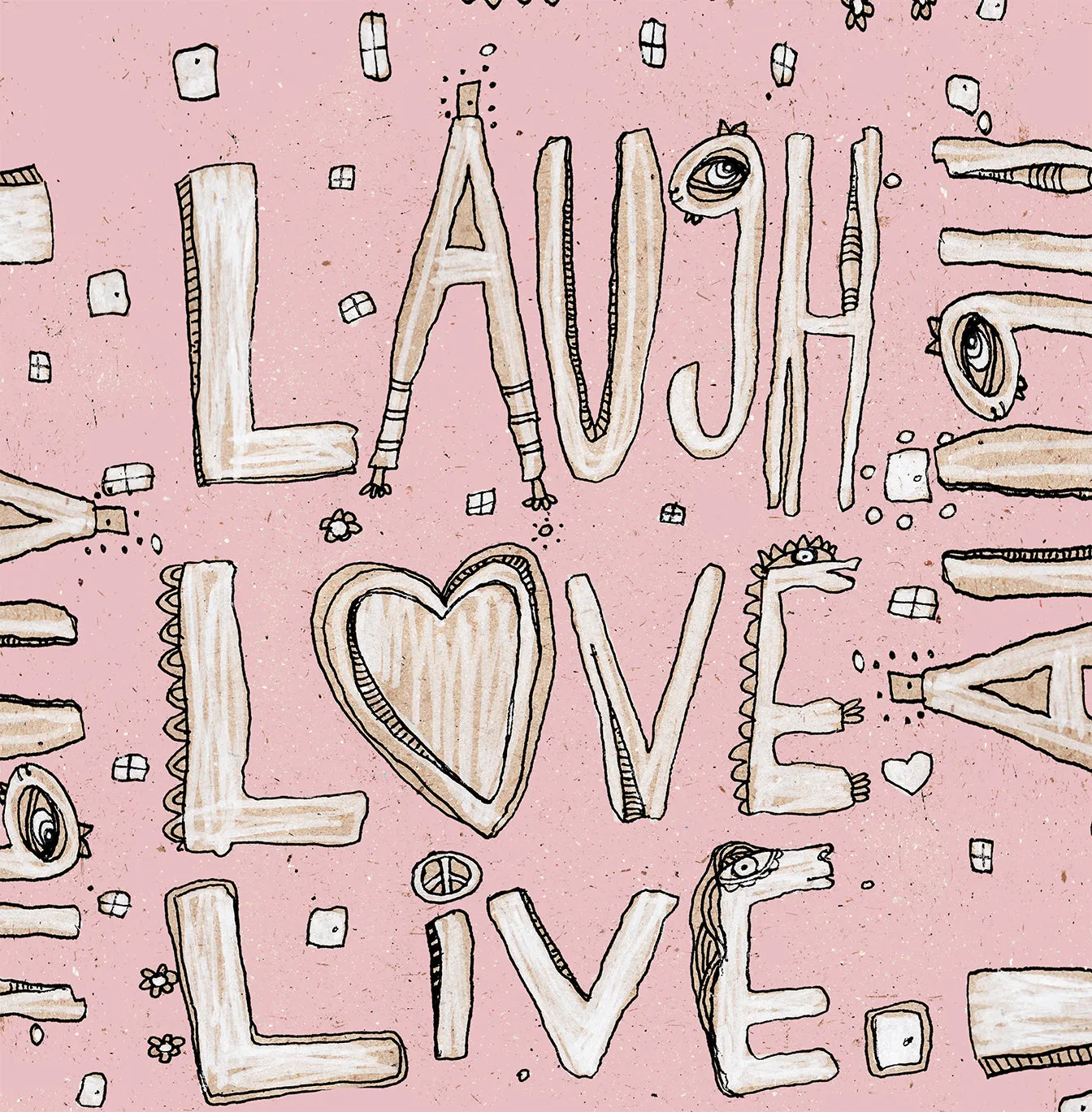 Throw Pillow Pink 'Laugh. Love. Live'