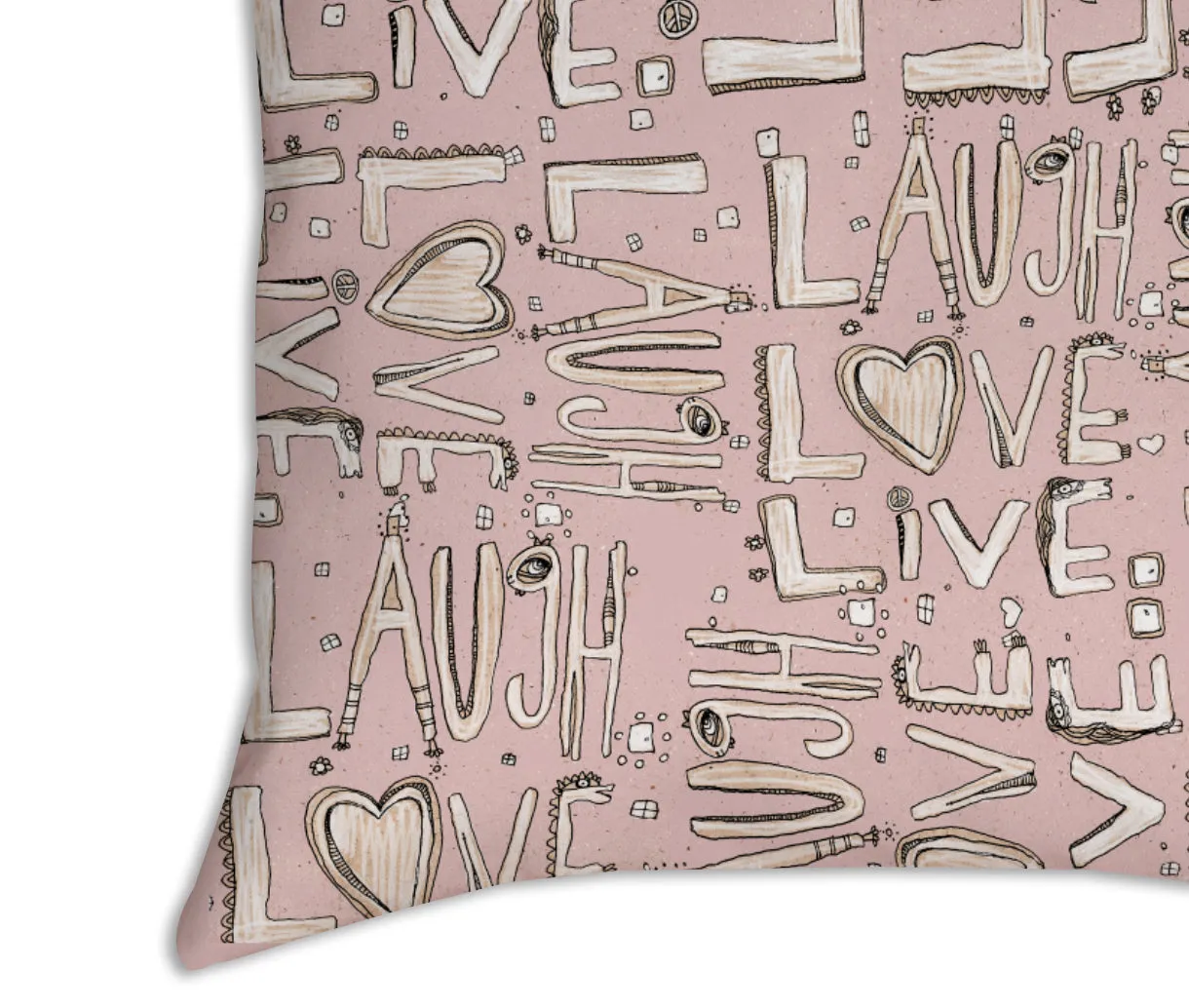 Throw Pillow Pink 'Laugh. Love. Live'