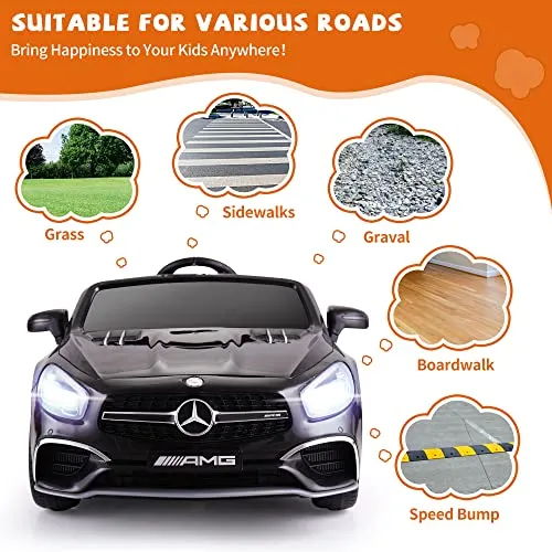 TOBBI 12V Licensed Mercedes Benz Kids Car Electric Ride On Car Motorized Vehicle with Remote Control, 2 Powerful Motors, LED Lights, MP3 Player/USB Port/TF Interface, Black