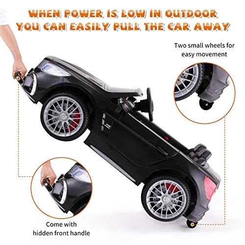 TOBBI 12V Licensed Mercedes Benz Kids Car Electric Ride On Car Motorized Vehicle with Remote Control, 2 Powerful Motors, LED Lights, MP3 Player/USB Port/TF Interface, Black