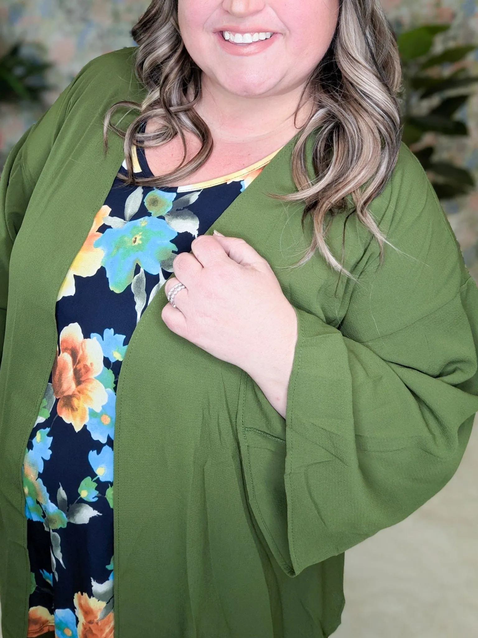 Tobi 3/4 Sleeve High-Low Open Cardigan
