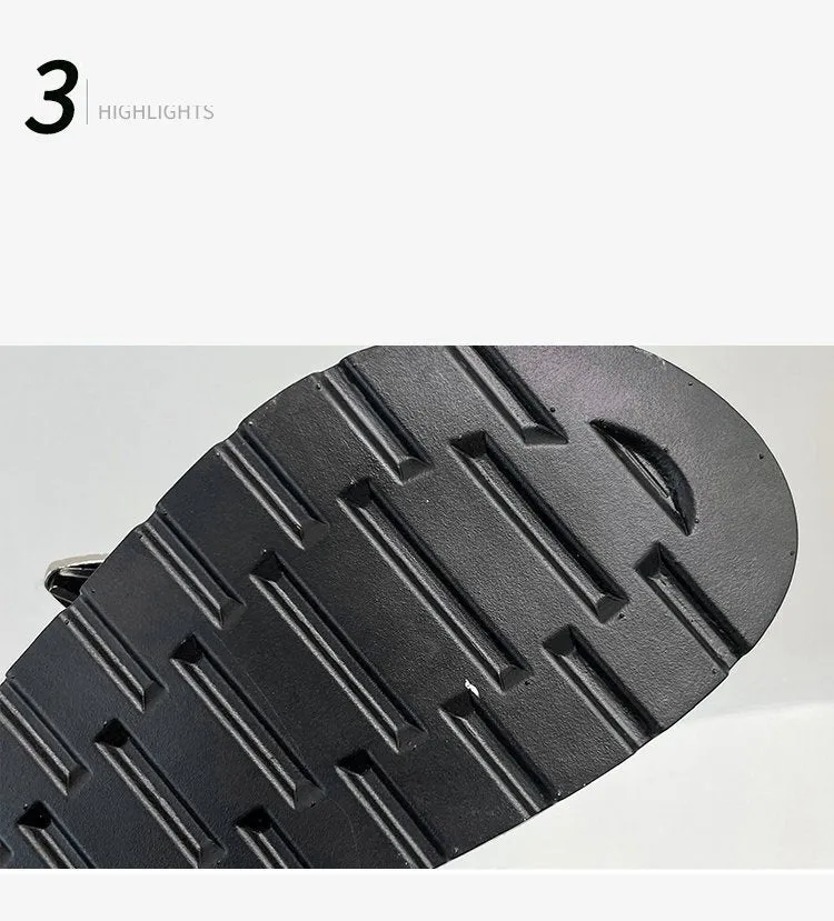 Toe Cap Semi Slipper New British Retro Platform Rivet Flat Shoes