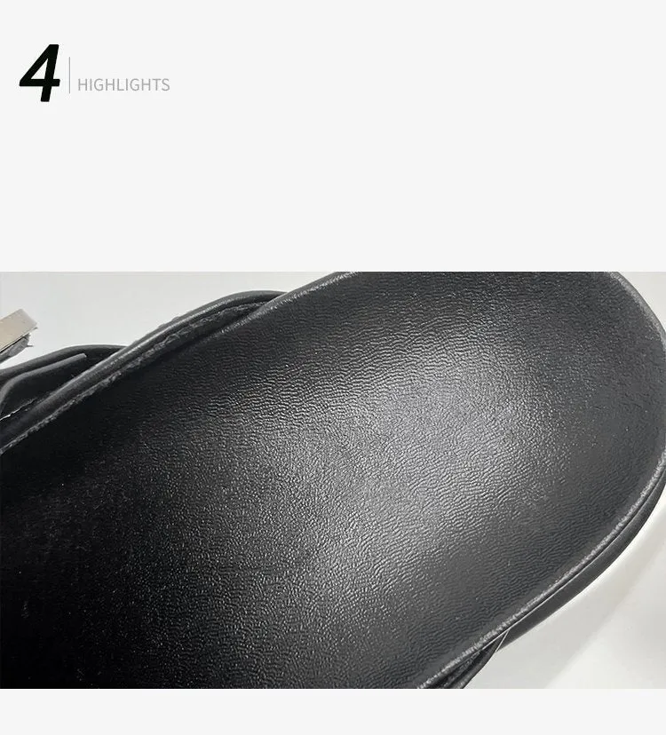 Toe Cap Semi Slipper New British Retro Platform Rivet Flat Shoes