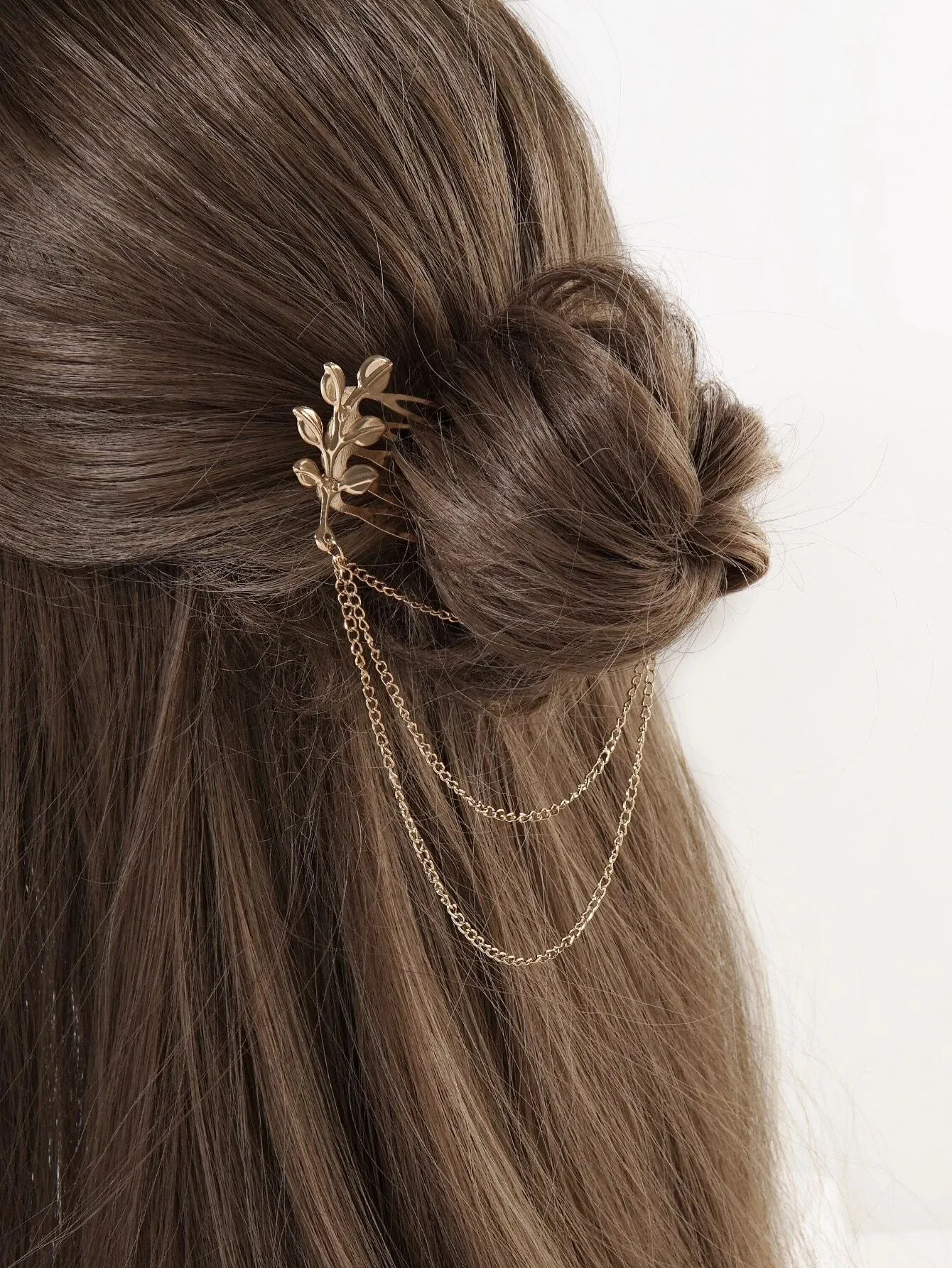 Triple Chained Hair Comb, Gold Leaf Hair Comb Hairpiece, Dancer Chained Hair Vine , Exotic Princess Hair Chain Headpiece