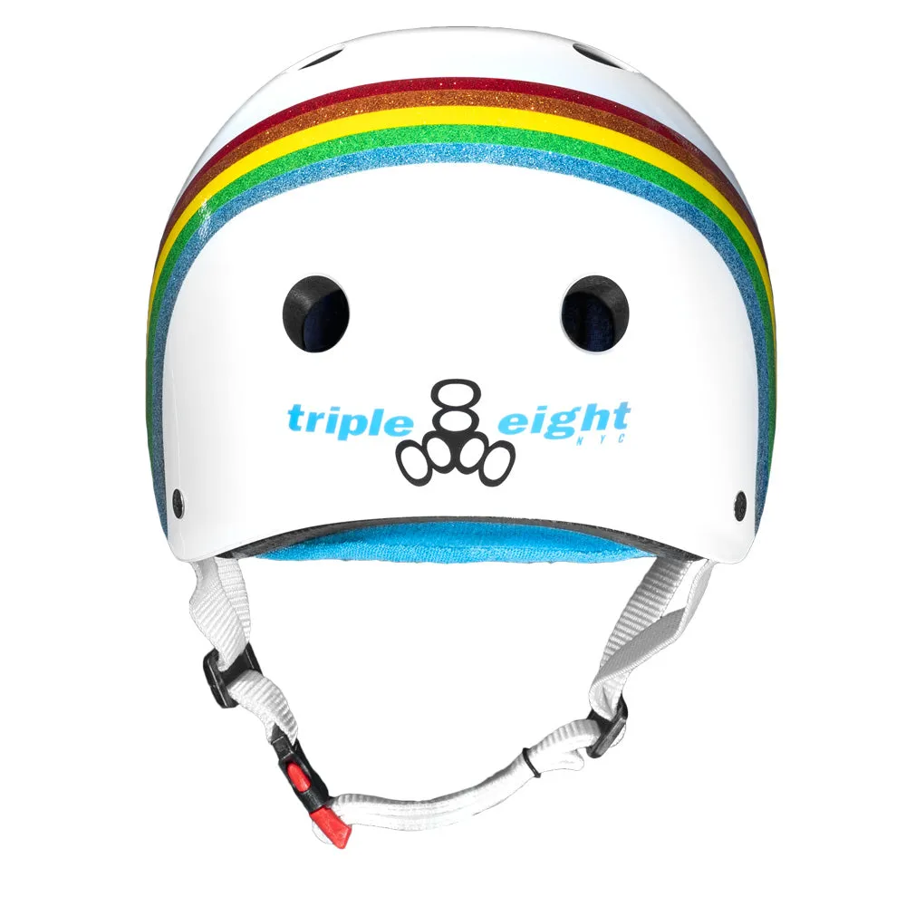 Triple Eight Certified Sweatsaver Helmet - White Sparkle Rainbow