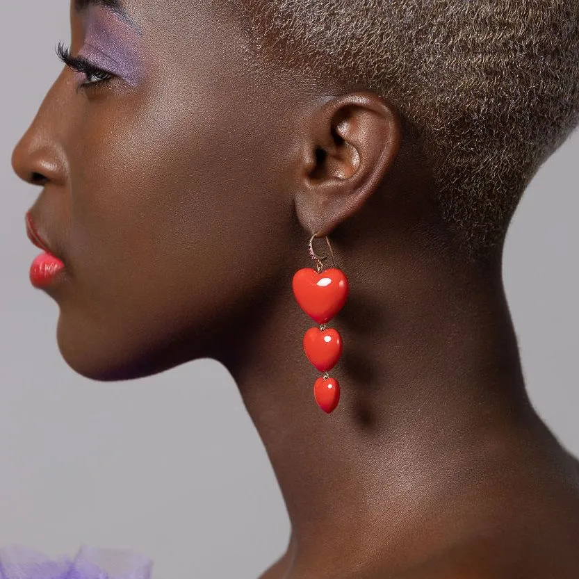 Triple Heart Earrings