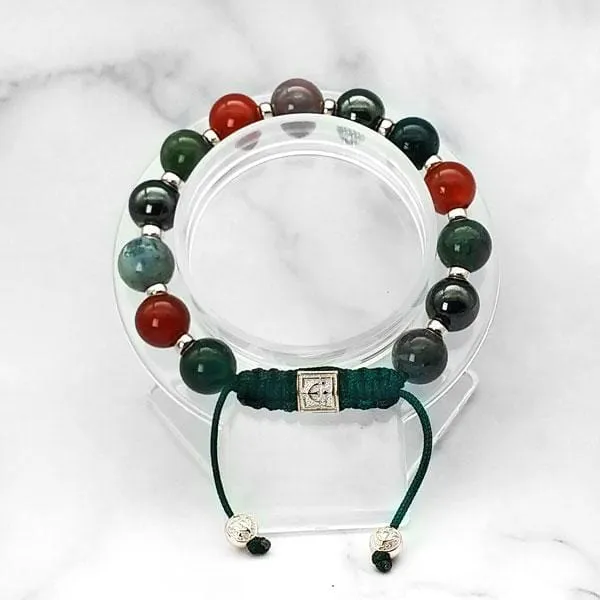 Triple Power |  Agate-Carnelian-Hematite Bracelet in Gold & Silver | 10MM