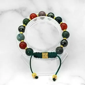Triple Power |  Agate-Carnelian-Hematite Bracelet in Gold & Silver | 10MM