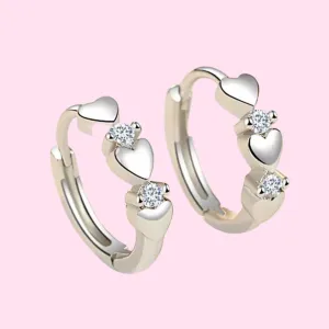 Triple Small Heart Hoops