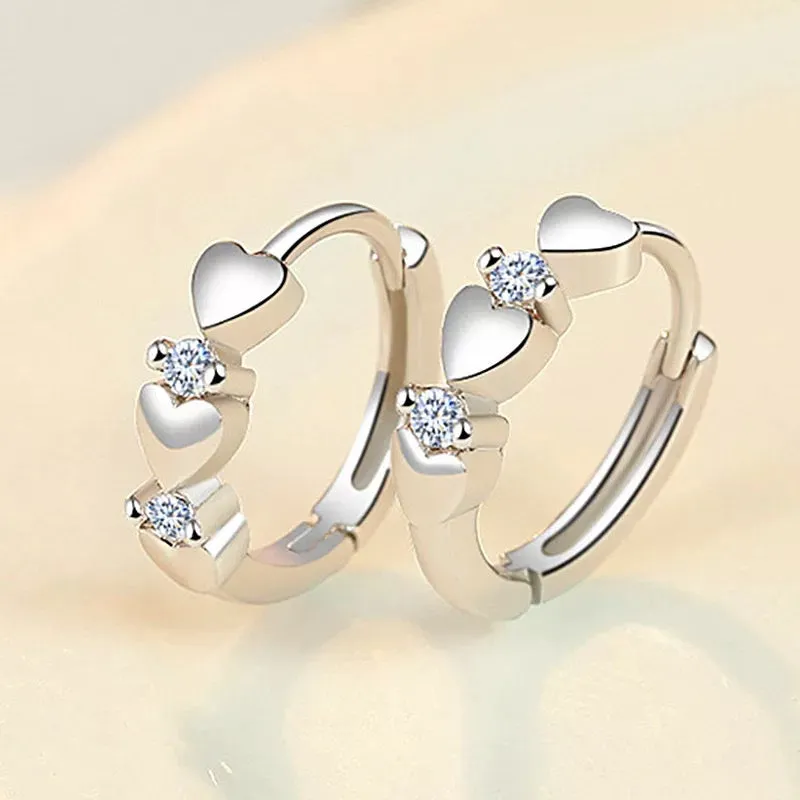 Triple Small Heart Hoops