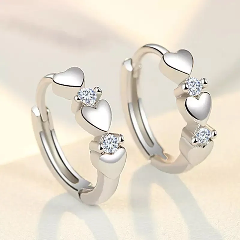 Triple Small Heart Hoops