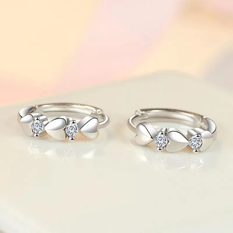 Triple Small Heart Hoops