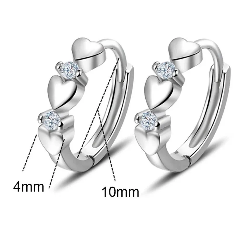 Triple Small Heart Hoops