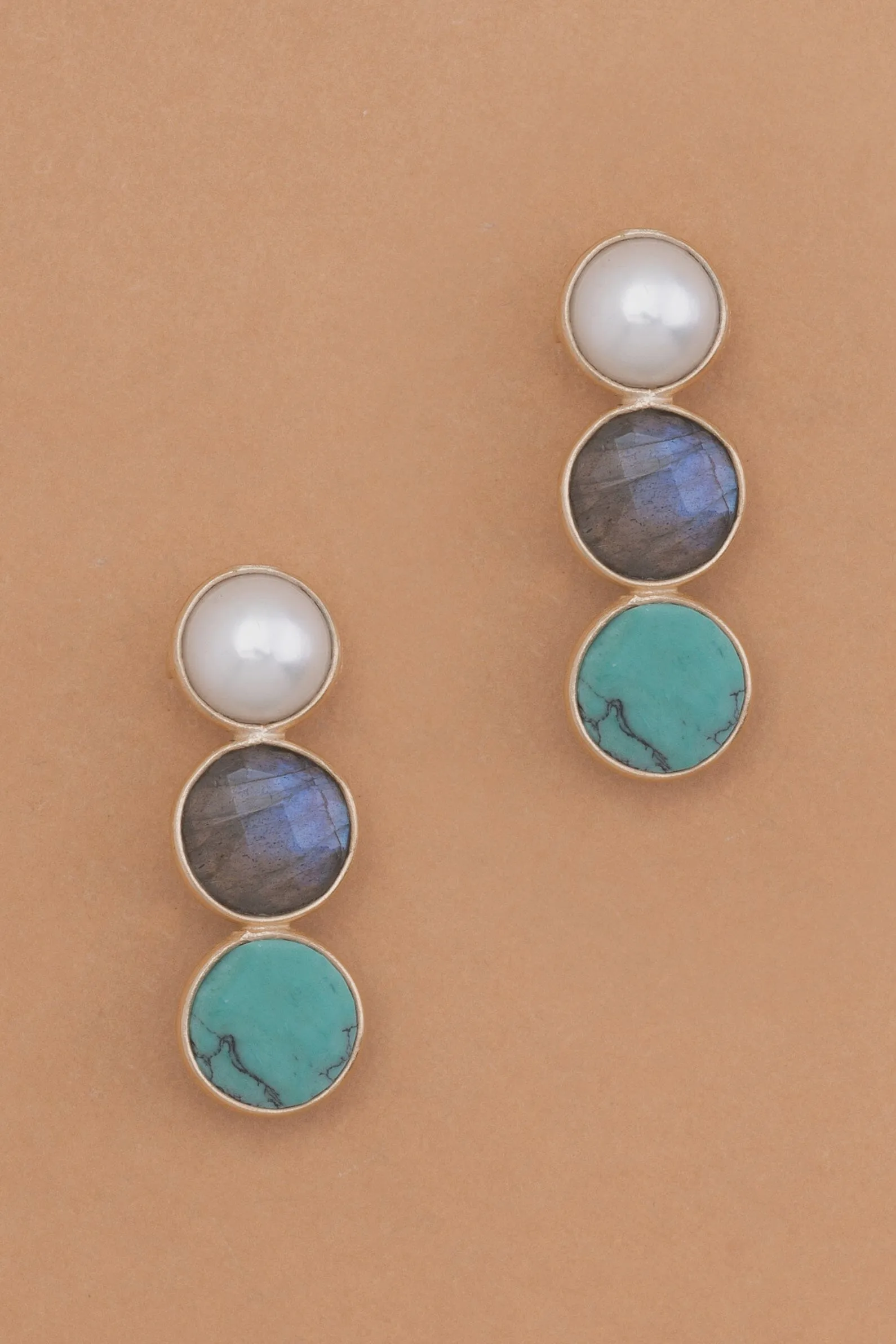 Triple Stone Drop Earrings