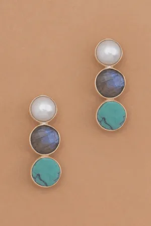 Triple Stone Drop Earrings