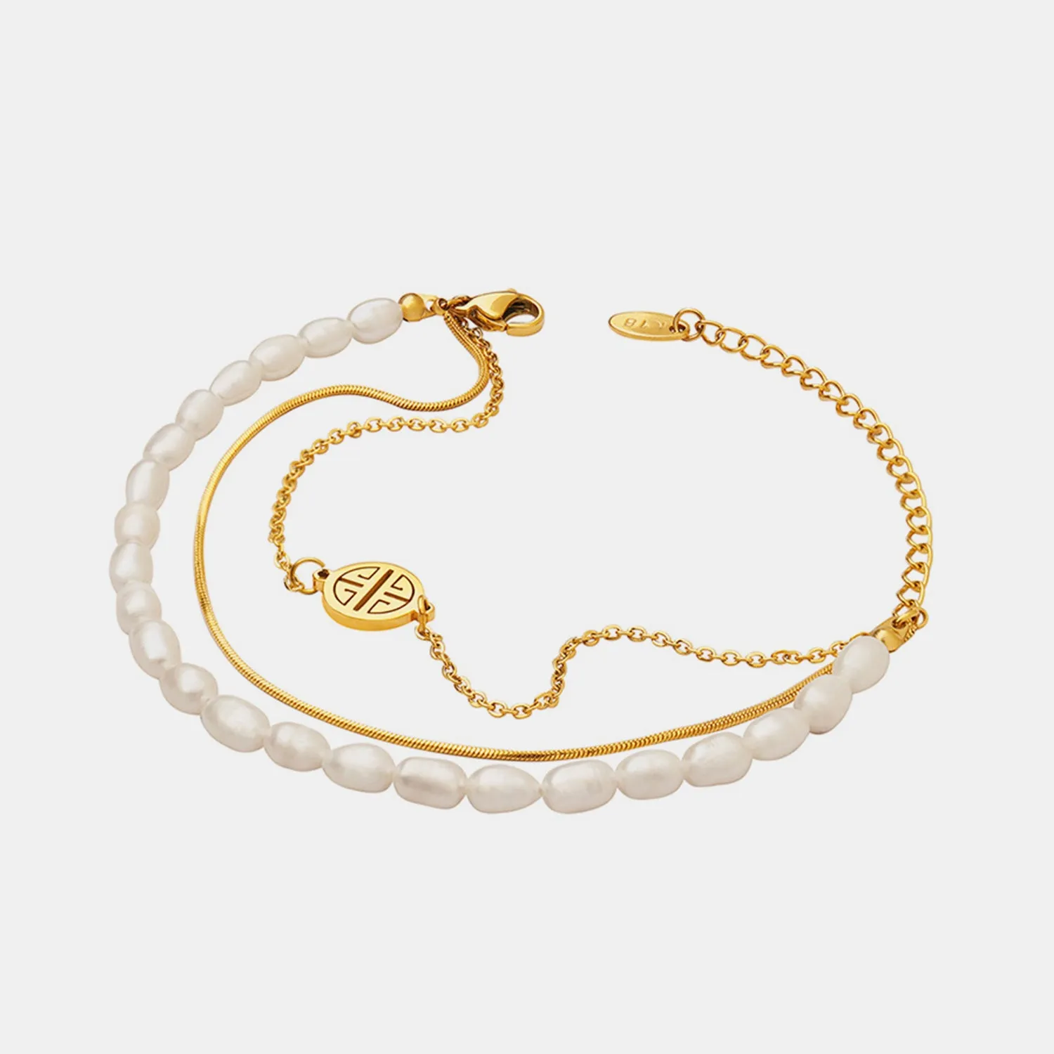 Triple Strand Pearl Charm Bracelet
