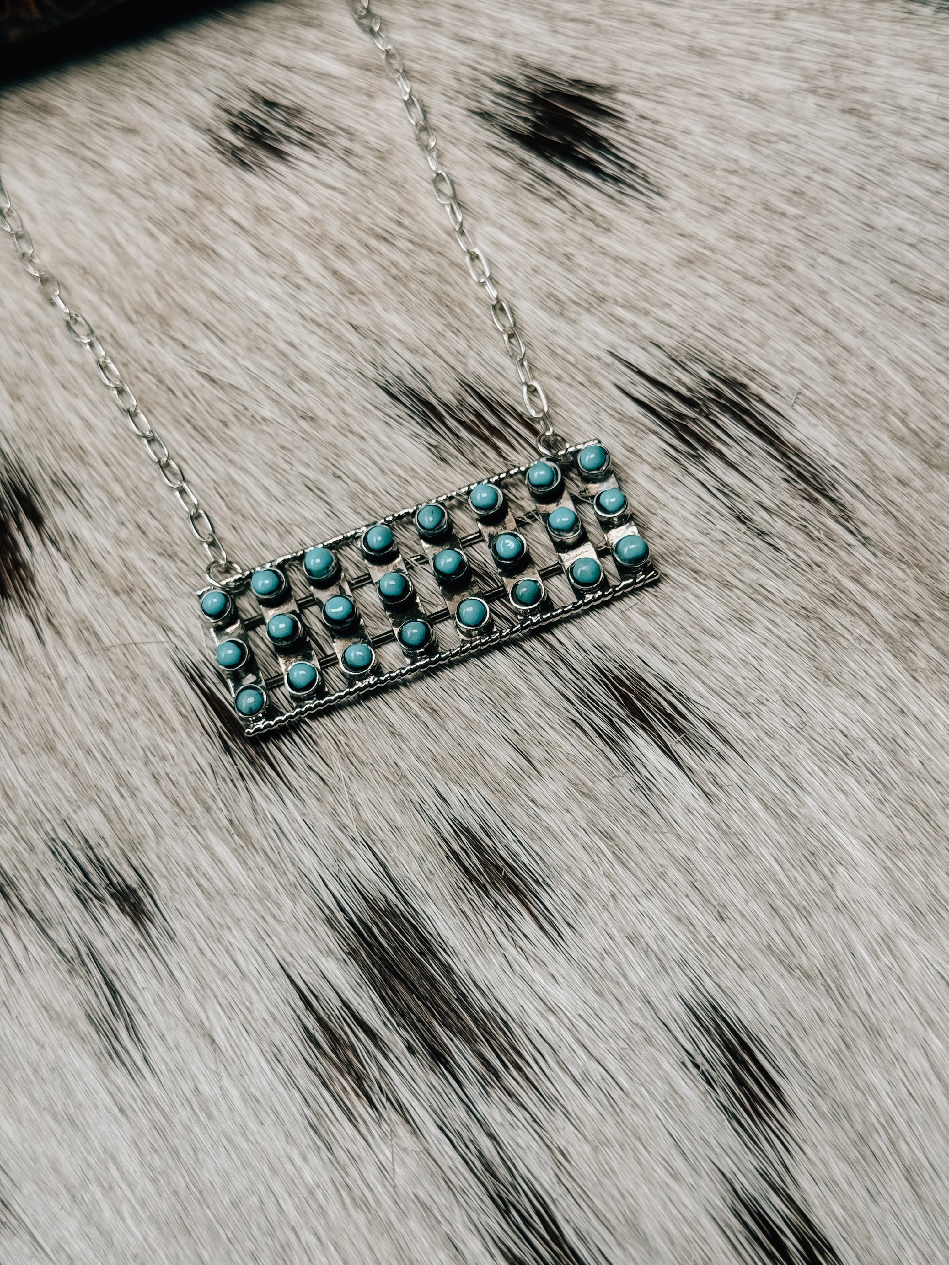 Turquoise Triple Row Bar Necklace