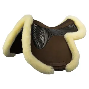 Twin Sided Gel Jump Pad Numnah Full Sheepskin Edge - Brown/Natural